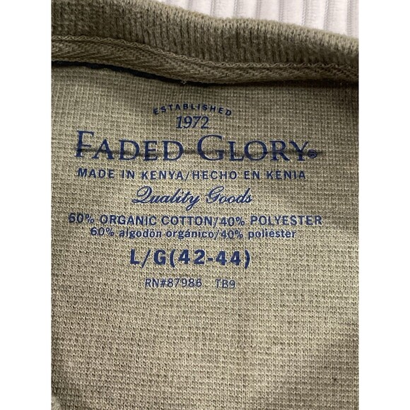 Faded Glory Shirt Men’s L Green Stripe V-Neck Long Sleeve Y2K Retro Vintage - Picture 5 of 8